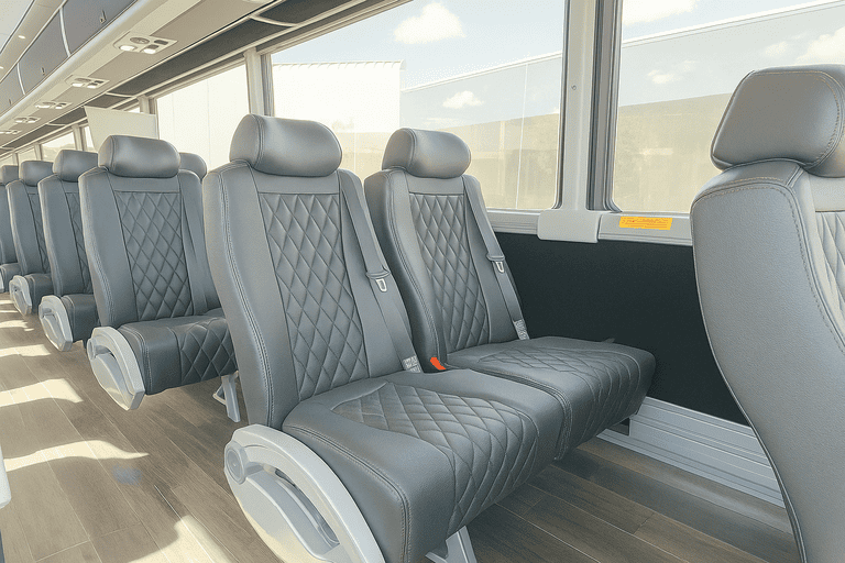 interior of Lansing Shuttle Bus Rentals charter bus